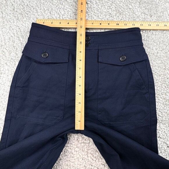 J. Crew Officer Patch Pocket Wide Leg Pant Twill Navy Blue - Picture 9 of 12
